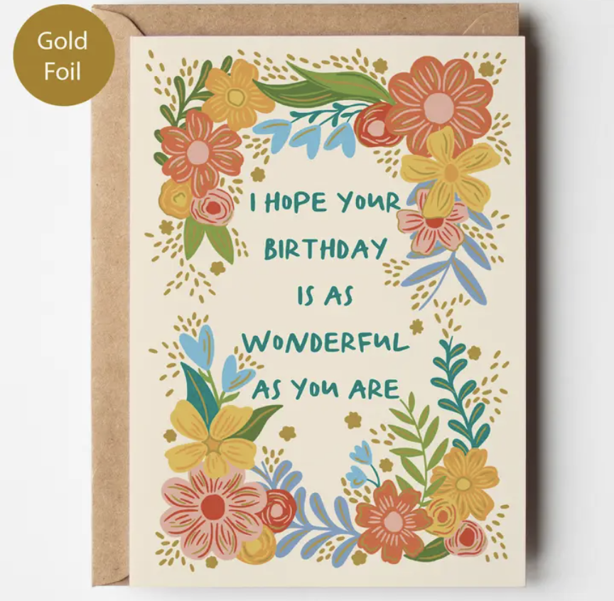 Birthday Card | Floral | Gold Foil