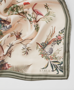 Fable Toile De Jouy Olive Green Square Scarf