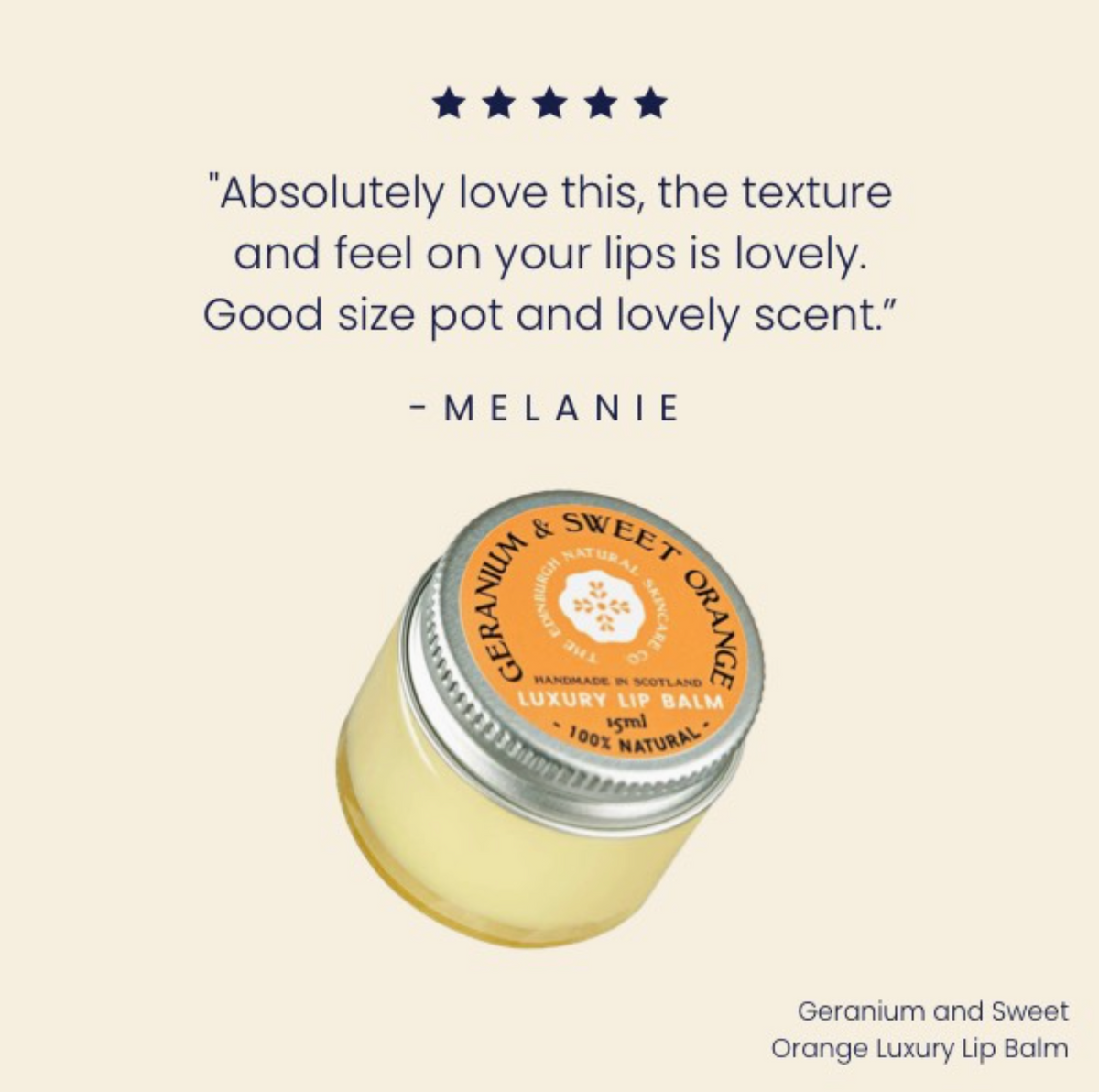 Geranium and Sweet Orange Luxury Lip Balm