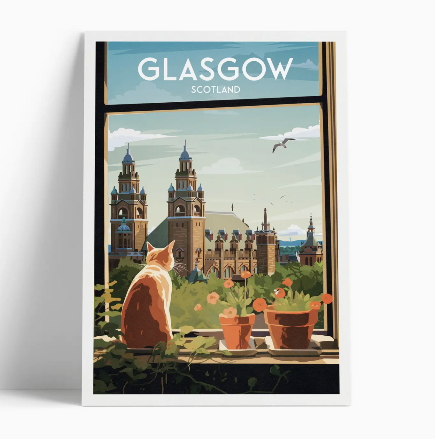 Illustrated print of Glasgow - A4 Size