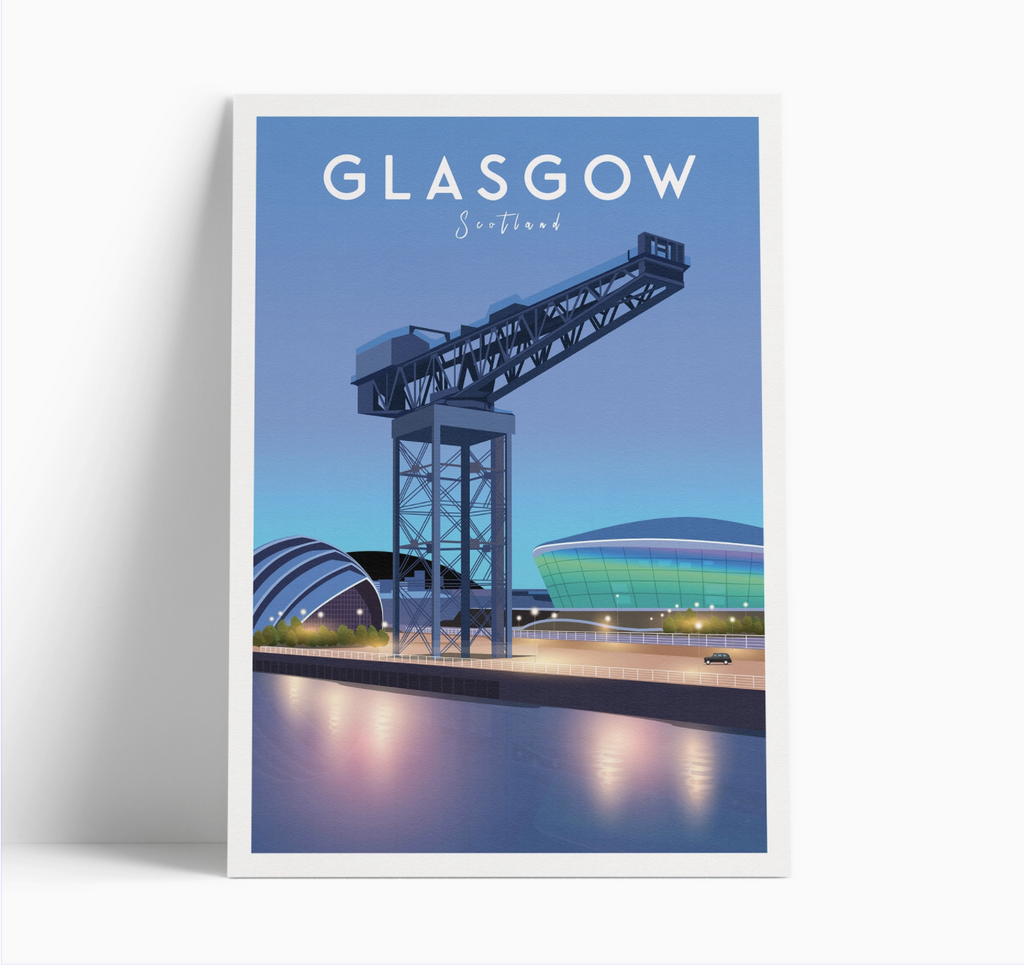 Illustrated print of Glasgow - A4 Size