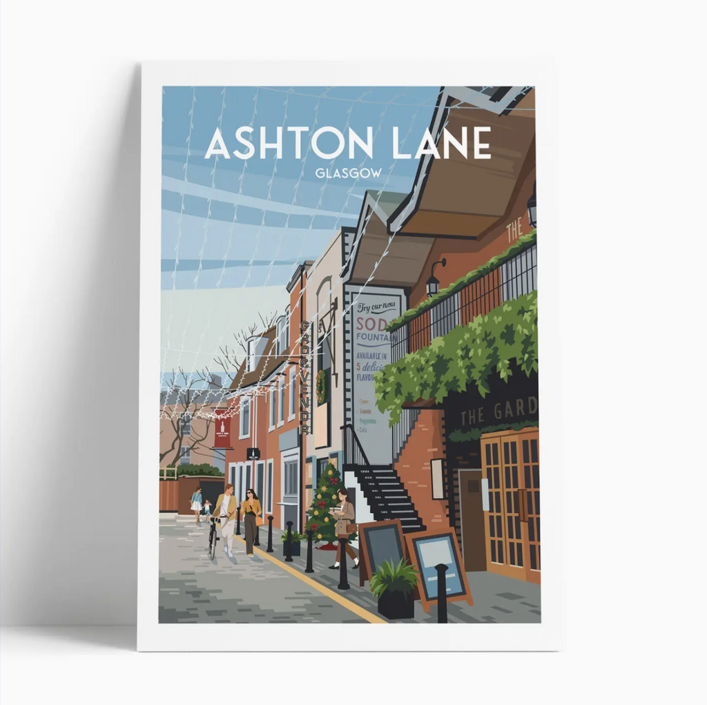 Illustrated print of Glasgow - A4 Size