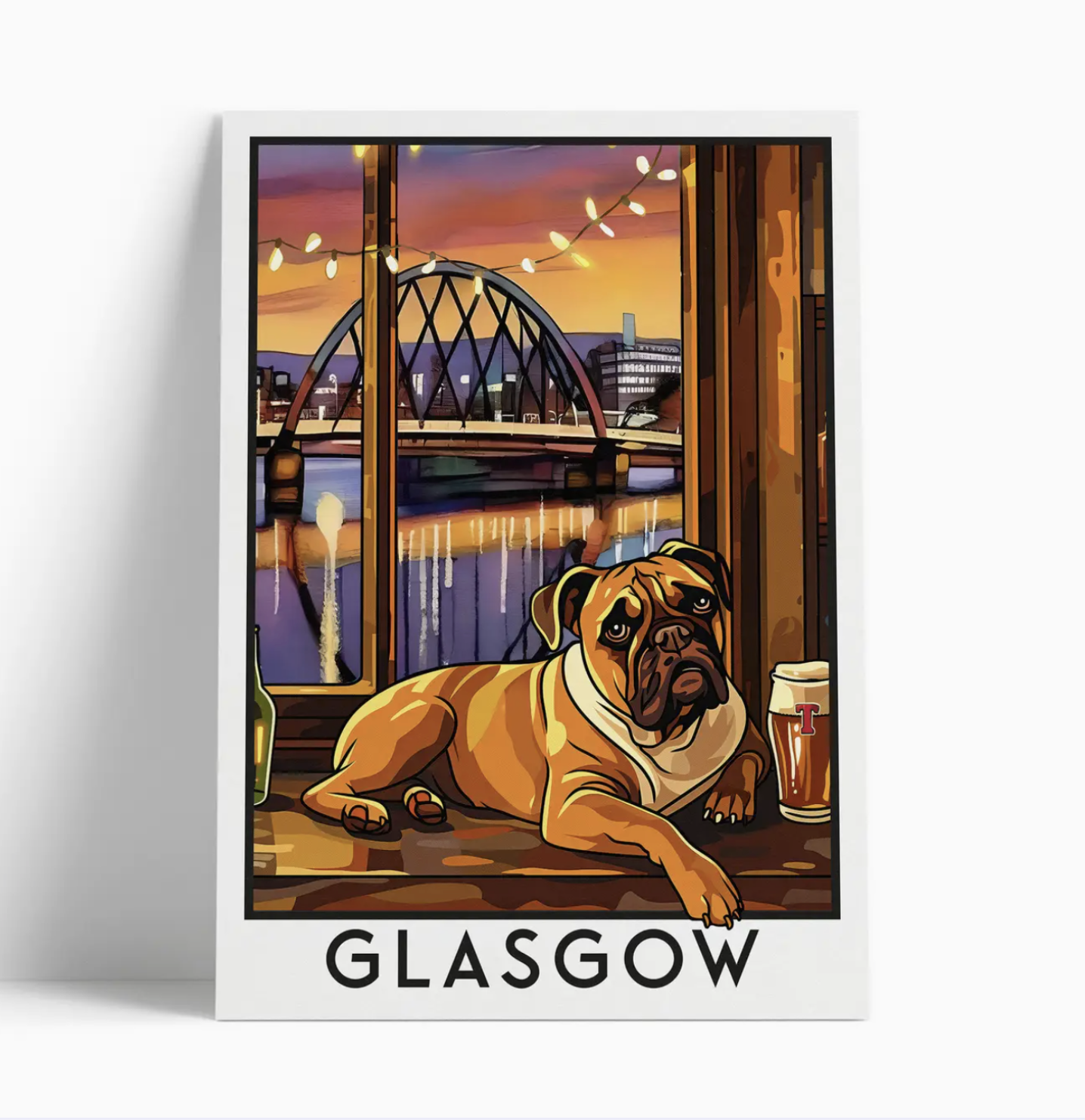 Illustrated print of Glasgow - A4 Size