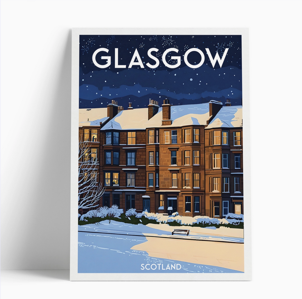 Illustrated print of Glasgow - A4 Size