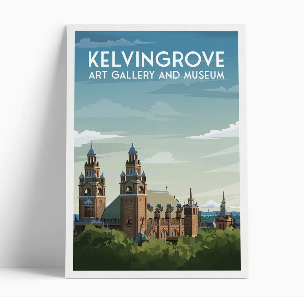 Illustrated print of Glasgow - A4 Size