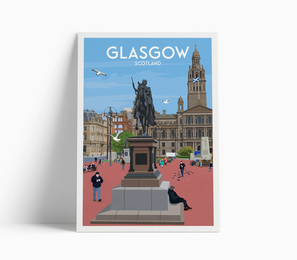 Illustrated print of Glasgow - A4 Size