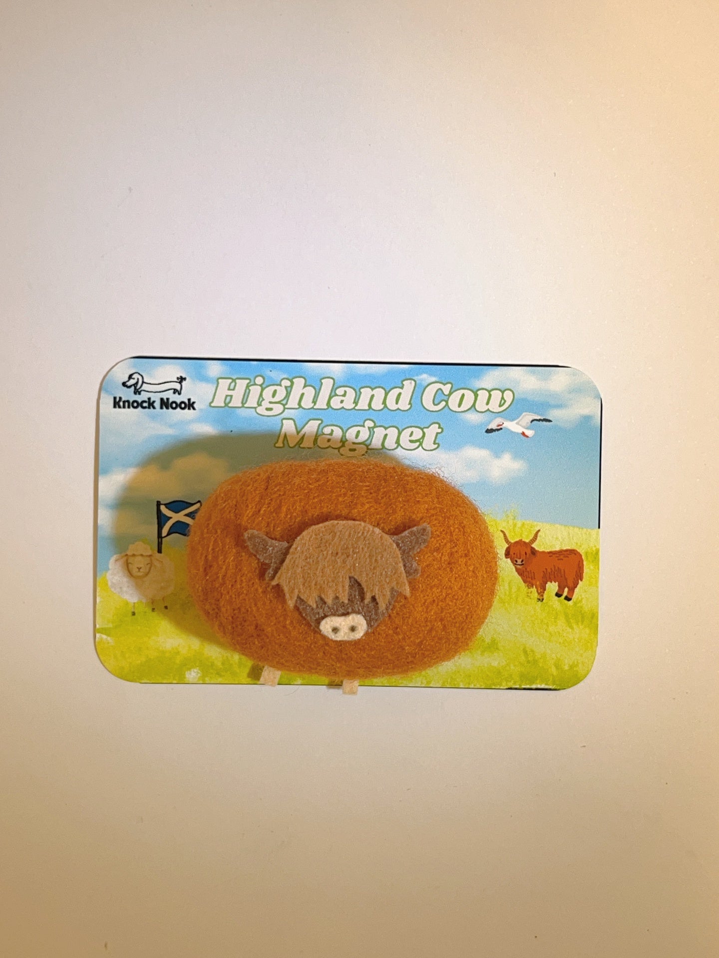 Knock Nook Produced - Handmade wool felt highland cow magnet