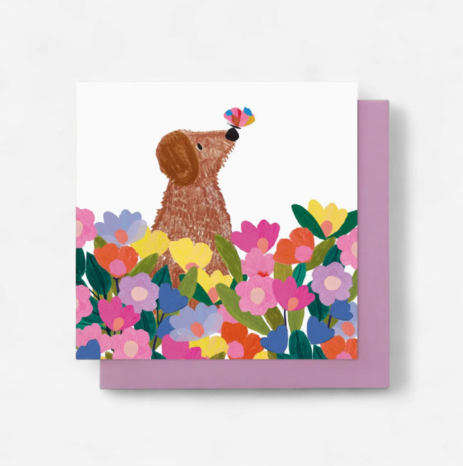Dog with Butterfly Greeting Card