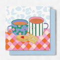 Happy Mugs & Biscuits Greeting Card