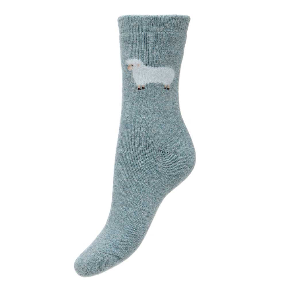 Gemjar Thick wool blend light blue socks with fluffy sheep