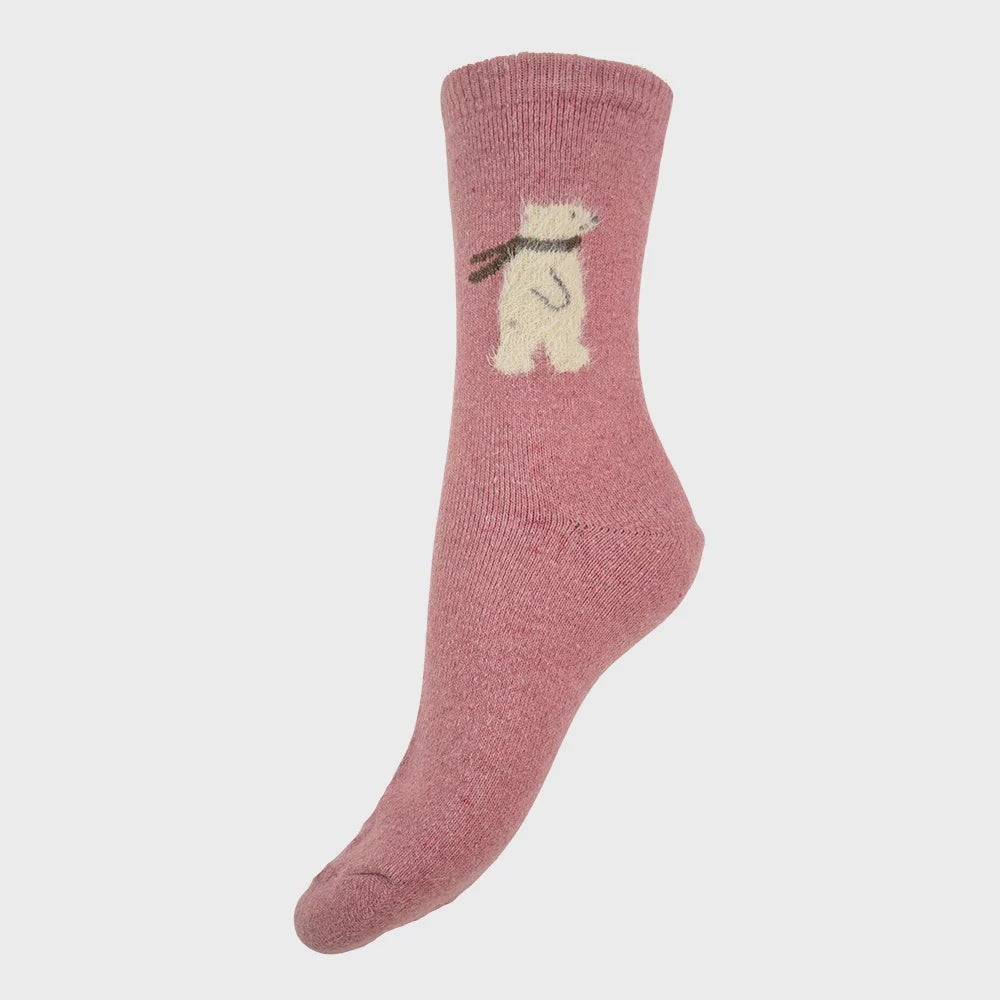 GEMJAR Pink Fluffy polar bear socks